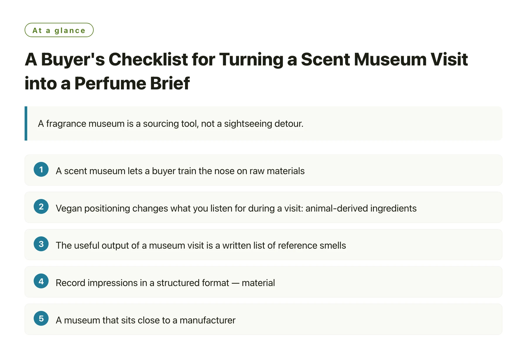 A Buyer's Checklist for Turning a Scent Museum Visit into a Perfume Brief——全文要点速览